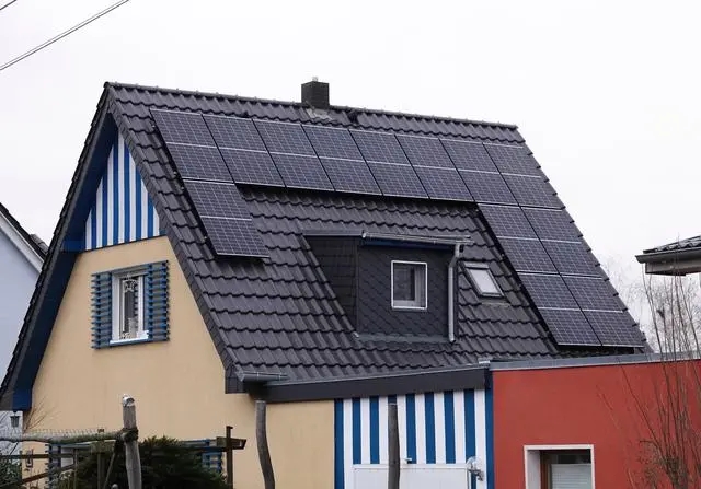 Solar panels installed on the roofs of residents' homes