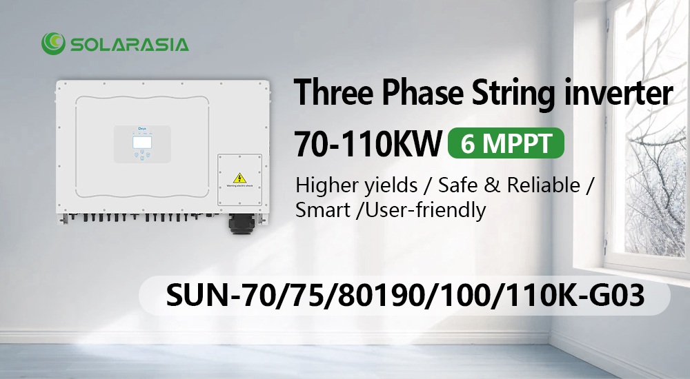 Powerful Deye SUN-100/110K-G03 Solar Power Inverters 100 kw 110kw 3 Phase on Grid Pure Sine Wave Solar Inverter with 6 Mppt