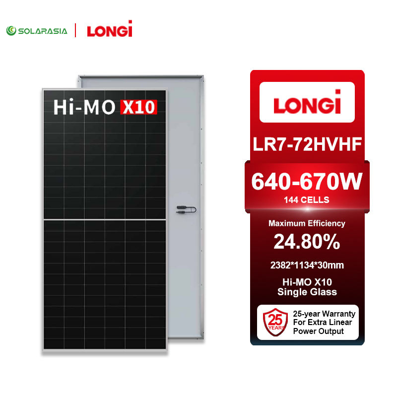 Longi Himo X10 Solar Panels 640W 645W 650W 655W 660W 665W 670W Aluminum Frame IP68 Solar Monocrystalline Panel for Home