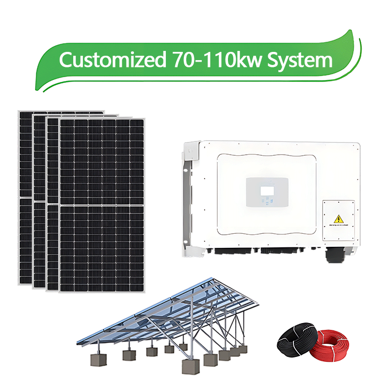 custom solar panel system 70 kw 80kw 90 kw 100kw 110kw on grid solar system project