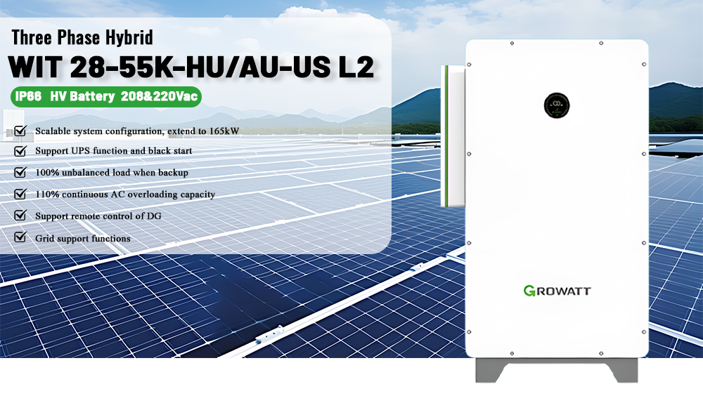Us Version Growatt Hybrid 3 Phase Solar Power Inverter 28KW 35 KW 40KW 55KW IP66 Hybrid Solar Inverter Pure Sine Wave for Usa
