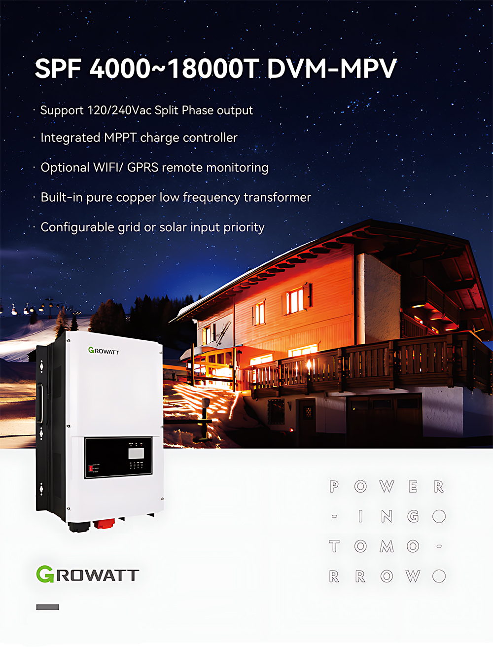 Growatt off Grid Solar Inverter Hot Sale Growatt off Grid Solar Inverter Split Phase 4kw 5kw 6kw 8kw 10kw 12kw Pure Sine Wave Solar PV Inverters Set for Home