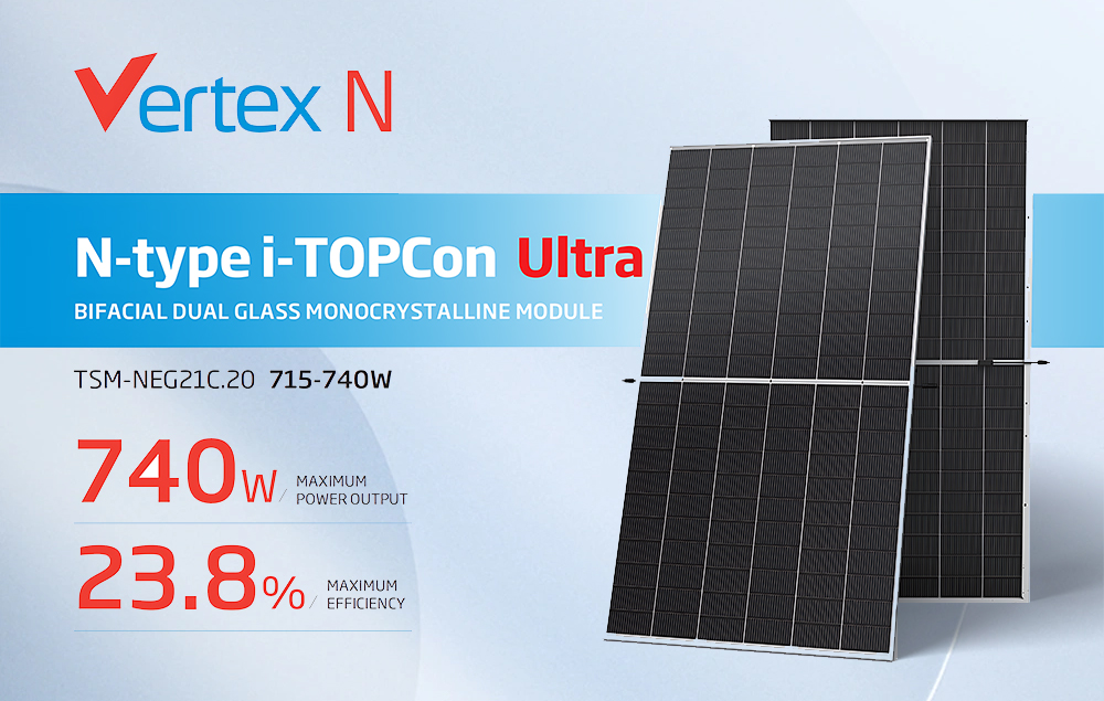 Industrial Trina n Type Solar Panels 715 Watt 720w 725w 730w 735w 740w Topcon Bifacial Aluminium Profile Monocrystalline Panel