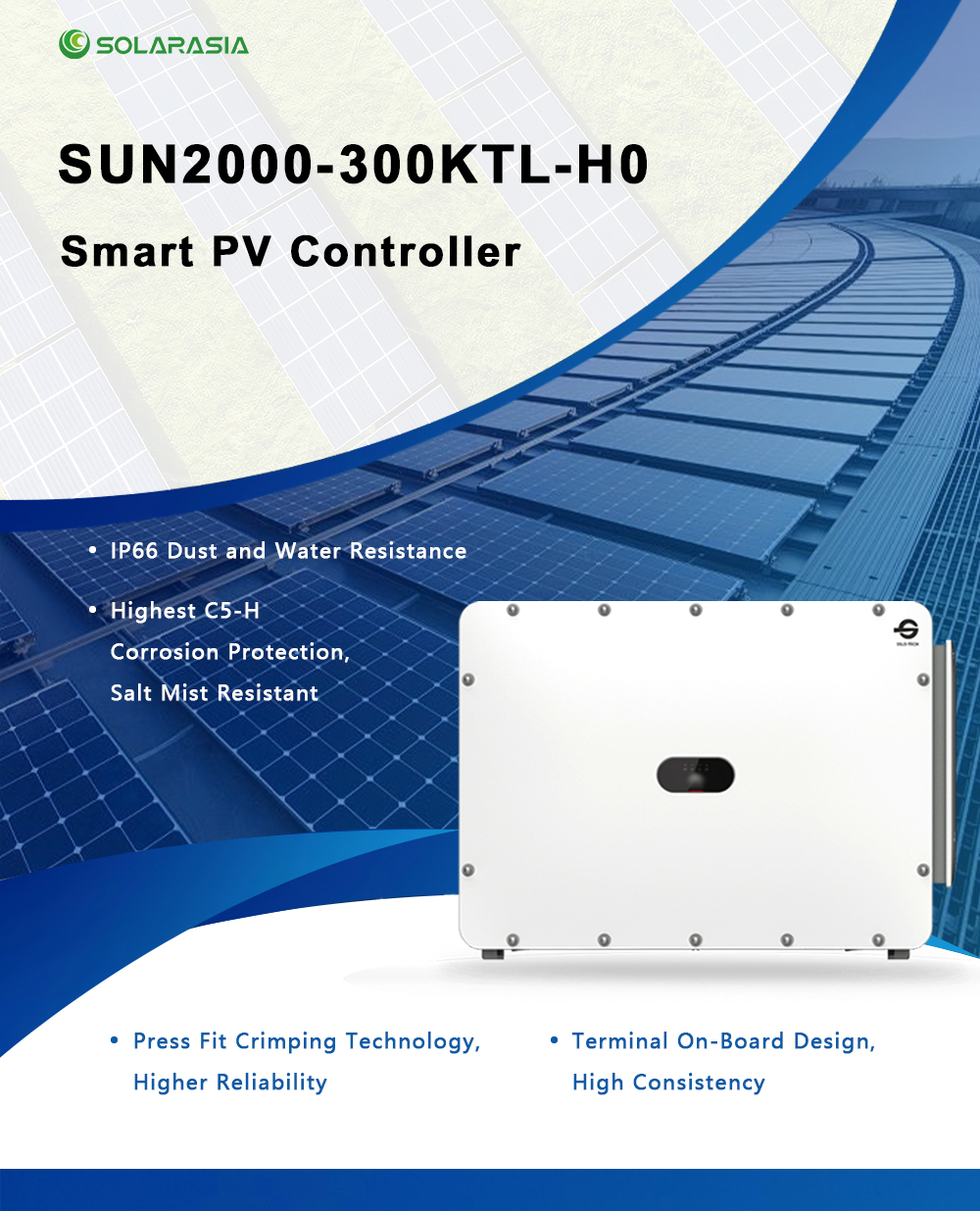 Grid Tie High Voltage Solar Inverter SUN2000-300ktl-h0 300kw on Grid 3 Phase Solar Power Inverter With 6 MPPT Trackers