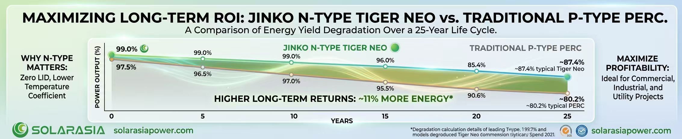Comparison of Power Generation Attenuation Between N-type and P-type