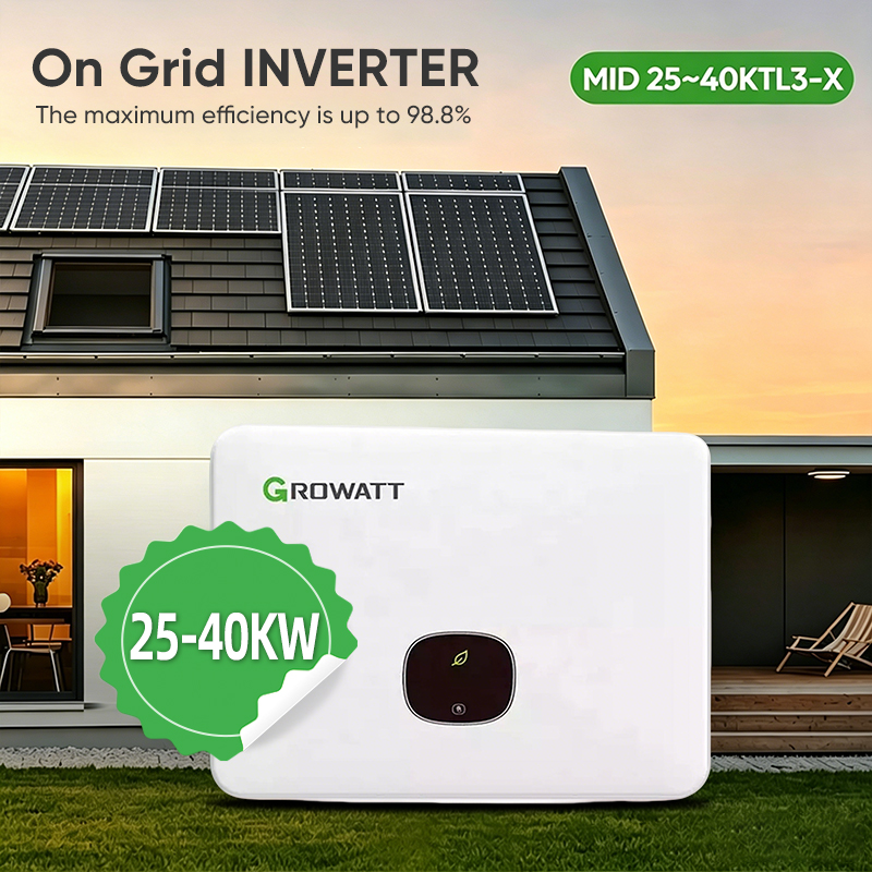 High Voltage Three Phase Growatt on Grid Solar Inverter 25kw 33kw 36kw 40kw Pure Sine Wave Industrial Solar Inverter for Solar
