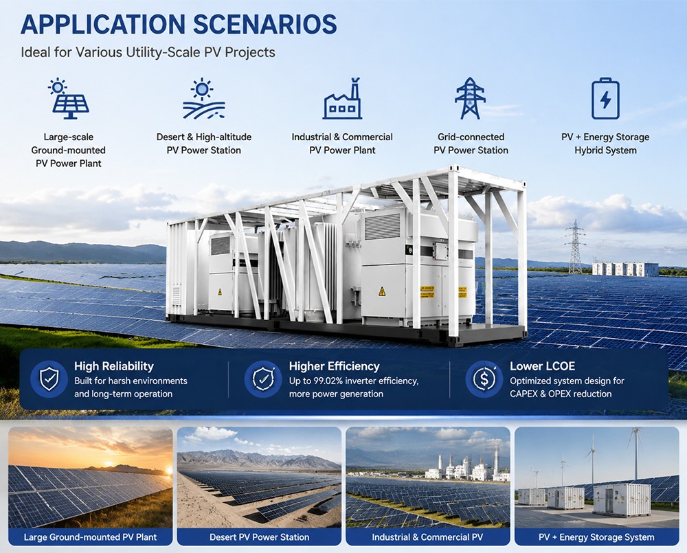 6250kVA 6600kVA Medium Voltage Solar Inverter Transformer Integrated Solution for Utility Scale PV Plant
