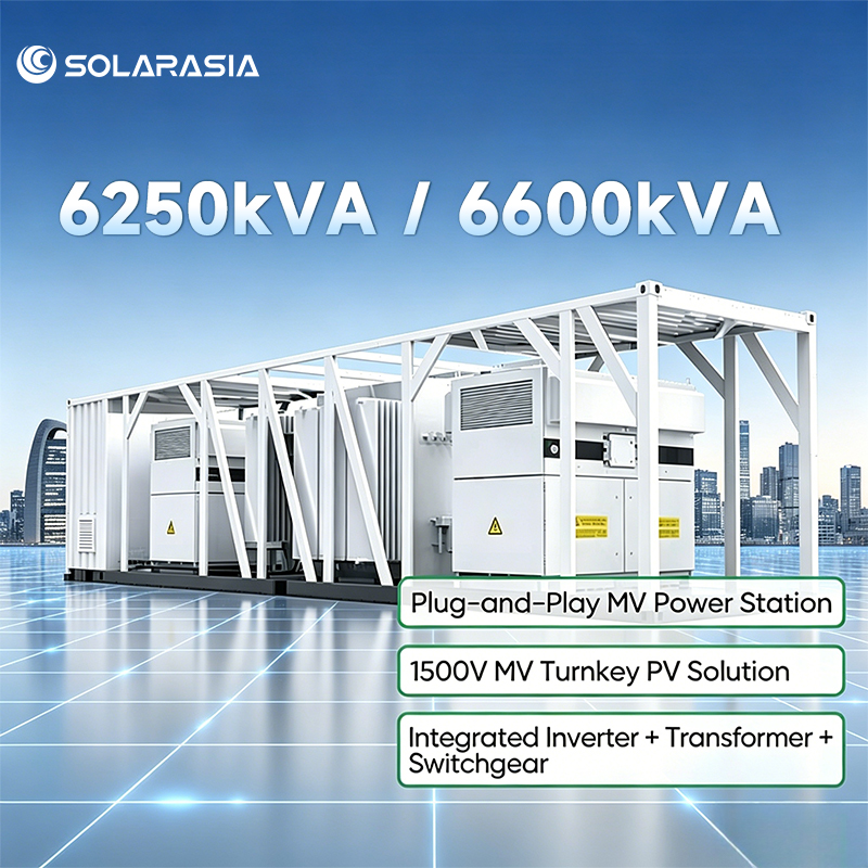 1500V MV Turnkey Three Phase Solar Inverter Transformer Integrated Station 6250kVA 6600kVA for Utility PV Power Plant