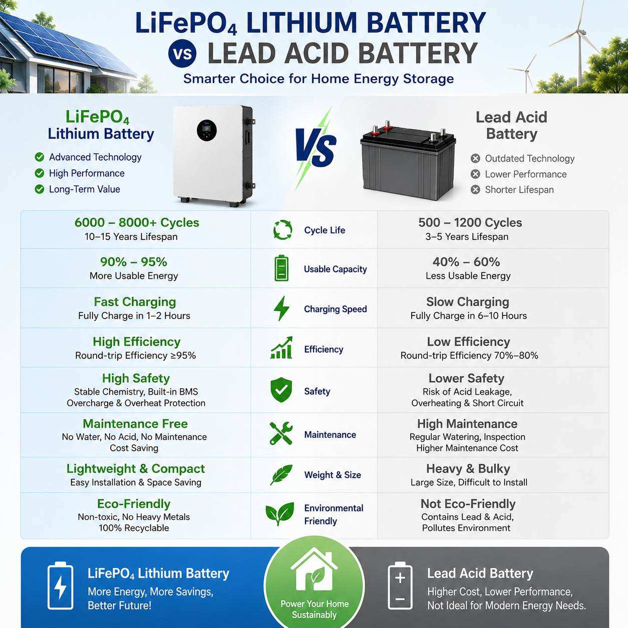 LiFePO4 battery vs lead acid battery comparison infographic LiFePO4 battery vs lead acid battery comparison infographic