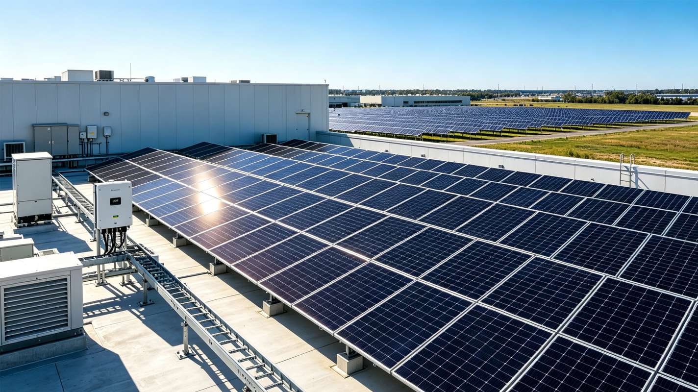 Commercial solar farm using high efficiency 800W N Type ABC bifacial solar panels. Commercial solar farm using high efficiency 800W N Type ABC bifacial solar panels.