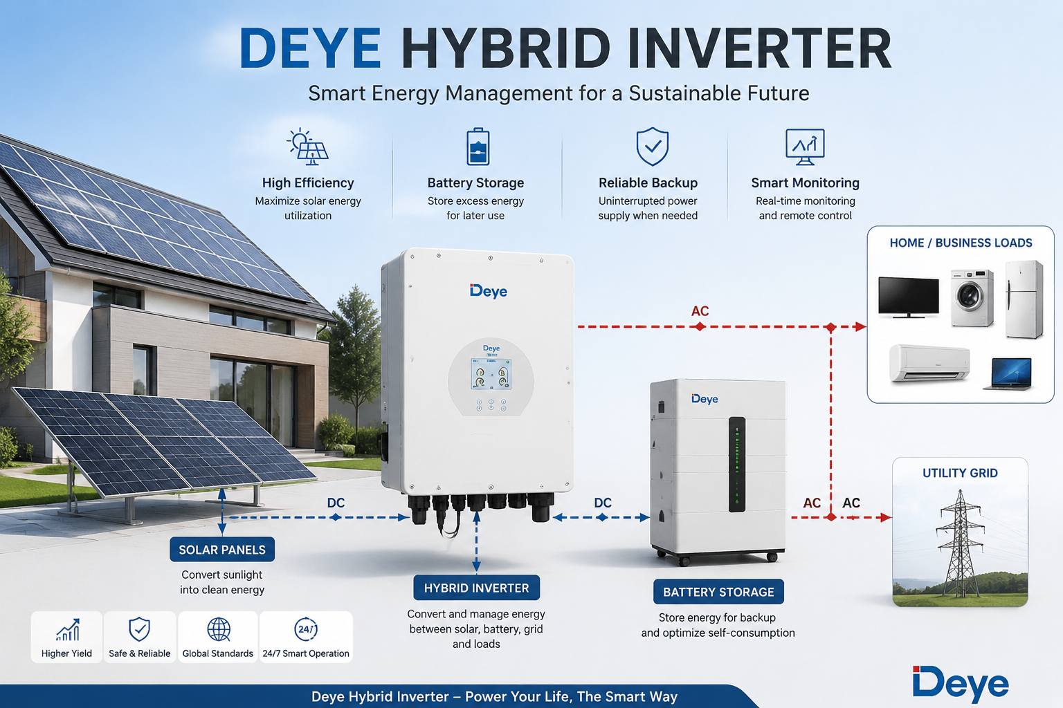 Deye hybrid inverter solar panel and battery energy storage system Deye hybrid inverter solar panel and battery energy storage system
