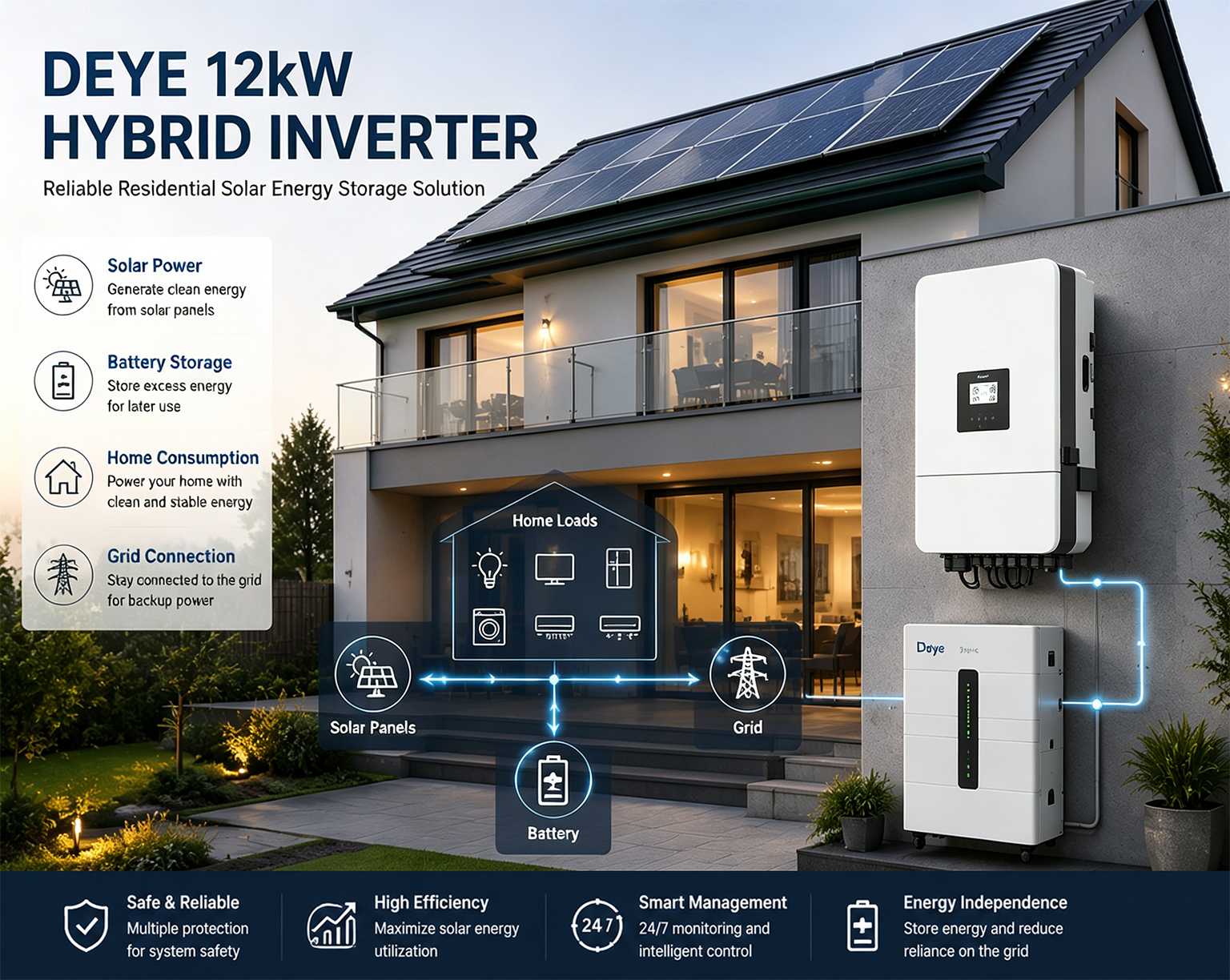 Deye 12kW hybrid inverter residential solar energy storage system Deye 12kW hybrid inverter residential solar energy storage system