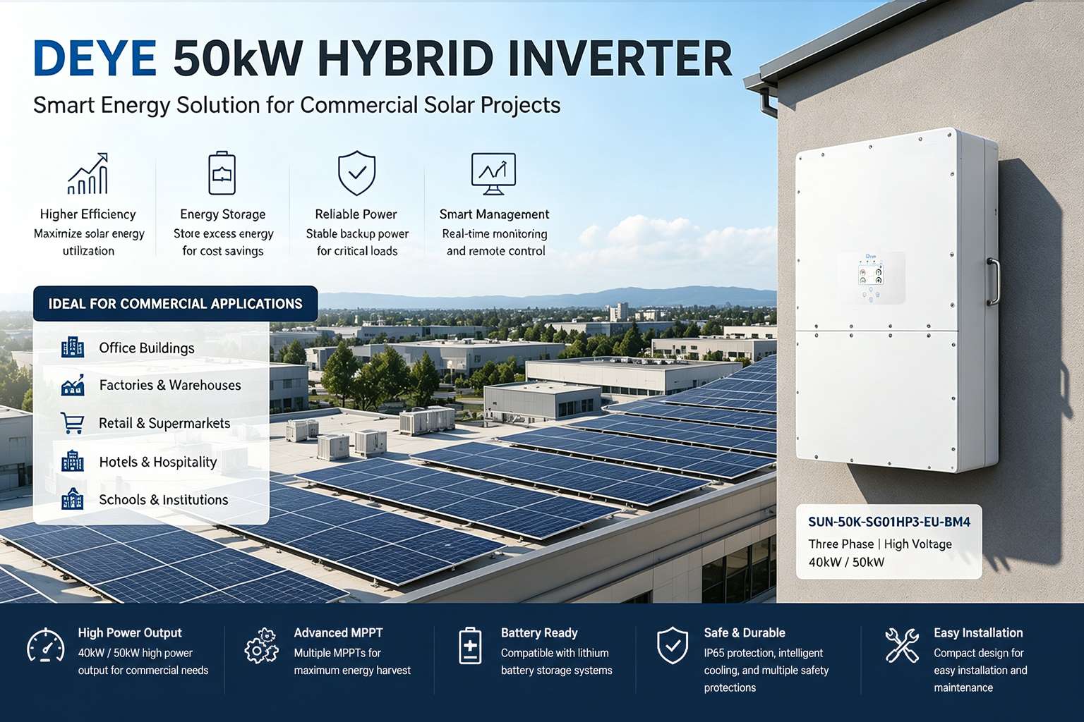 Deye 50kW hybrid inverter commercial solar energy project Deye 50kW hybrid inverter commercial solar energy project
