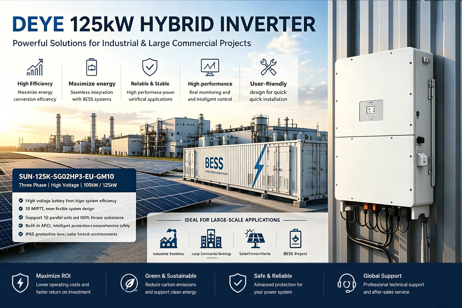 Deye 125kW hybrid inverter industrial energy storage system Deye 125kW hybrid inverter industrial energy storage system