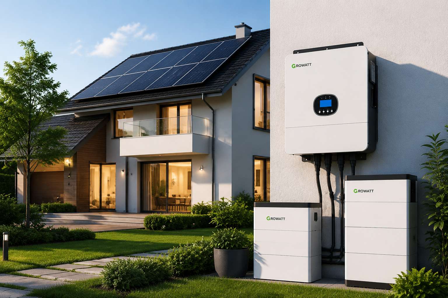 Growatt hybrid inverter with residential solar system and battery storage Growatt hybrid inverter with residential solar system and battery storage