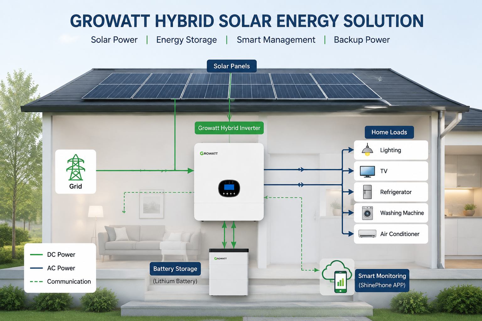 Growatt hybrid inverter solar energy storage system diagram Growatt hybrid inverter solar energy storage system diagram