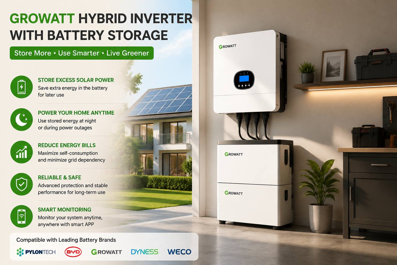 Growatt hybrid inverter connected with solar battery storage system Growatt hybrid inverter connected with solar battery storage system