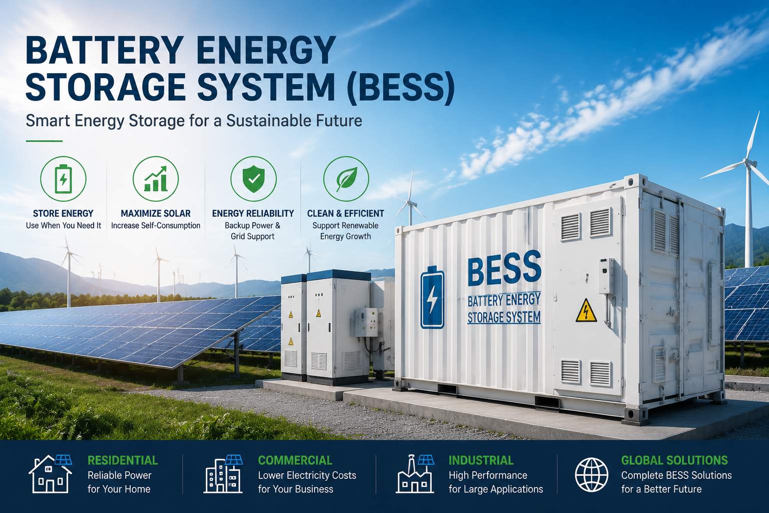 Battery Energy Storage System BESS integrated with solar power plant Battery Energy Storage System BESS integrated with solar power plant