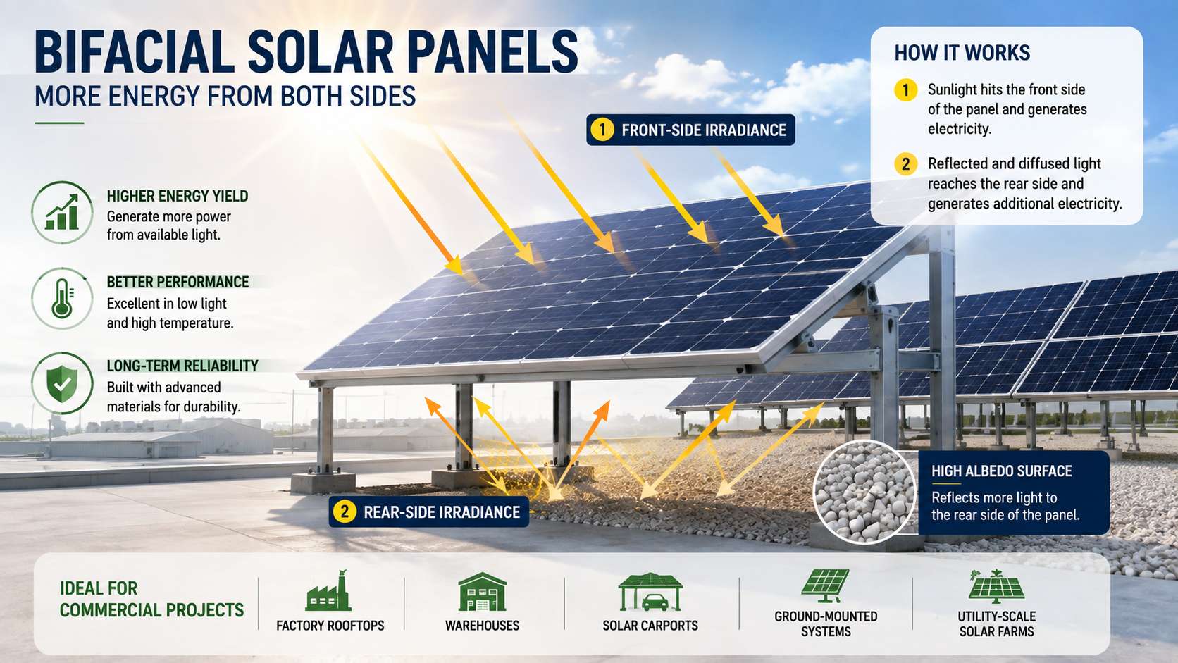 Bifacial solar panels for commercial solar projects Bifacial solar panels for commercial solar projects