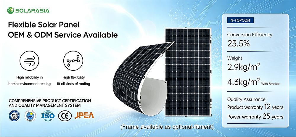 ultra thin flexible solar panel 550W 560W 570W 580W etfe slim n type monocrystalline flexible solar panels for industrial use ultra thin flexible solar panel 550W 560W 570W 580W etfe slim n type monocrystalline flexible solar panels for industrial use