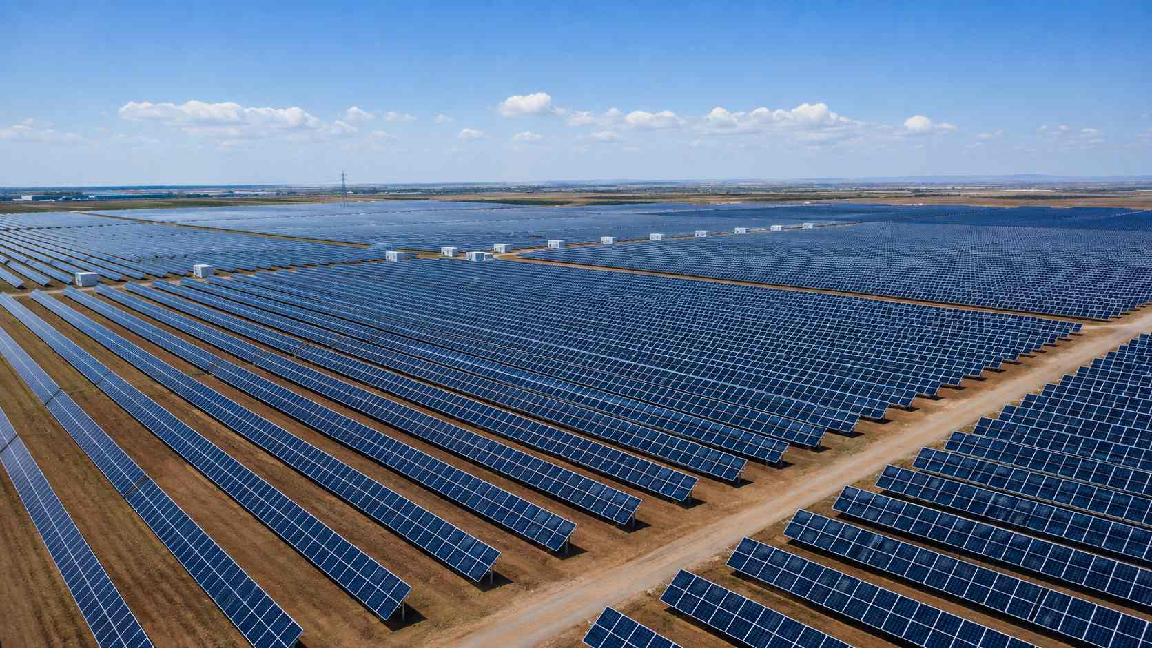 High power solar panels installed at a large solar farm High power solar panels installed at a large solar farm