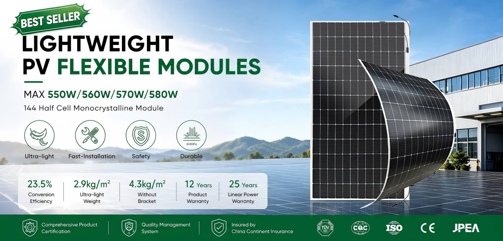 Flexible solar panel banner