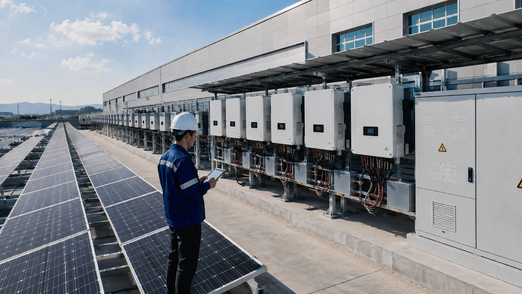 Solar panels and inverter working together in a PV system Solar panels and inverter working together in a PV system