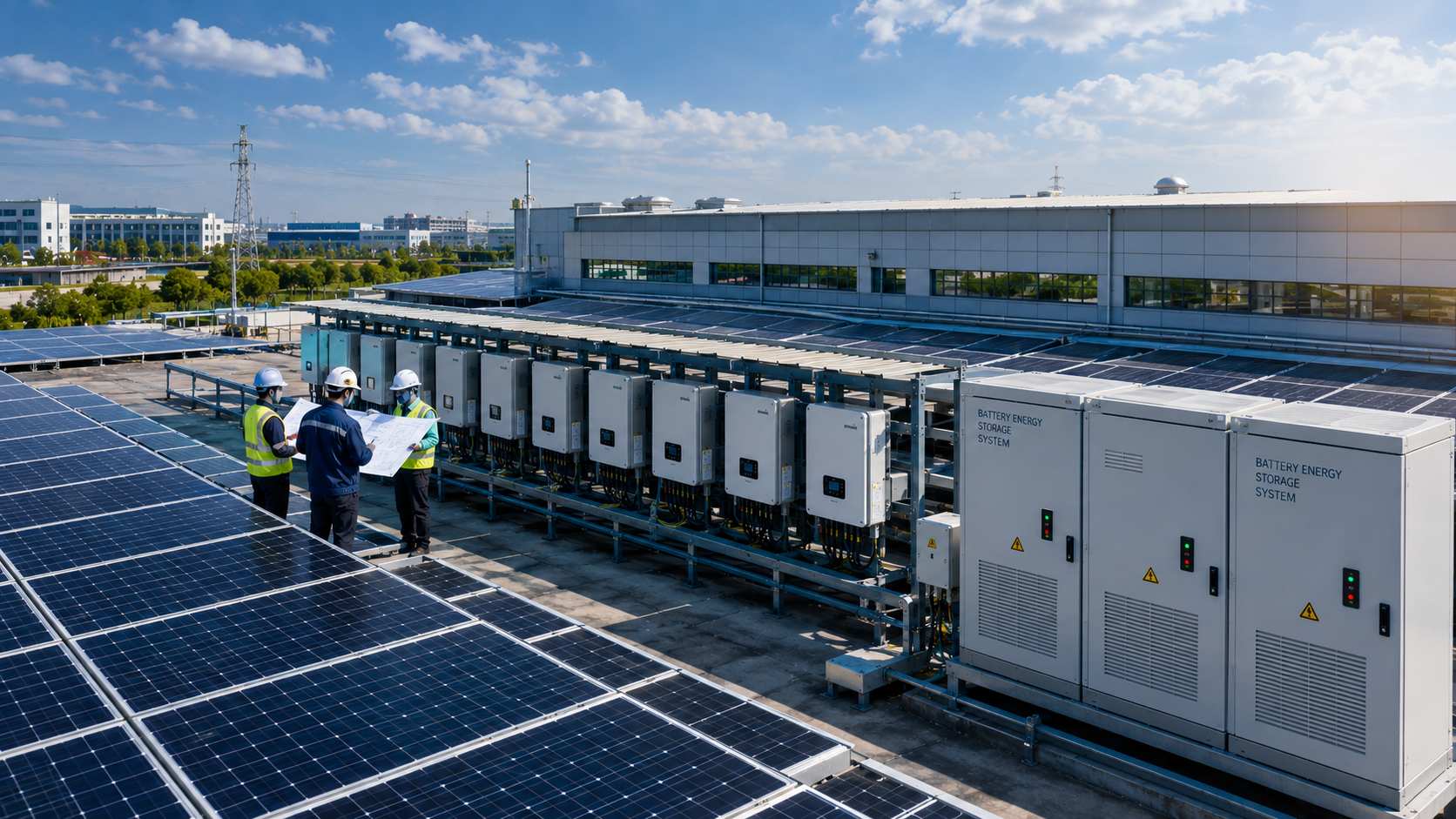 Complete commercial solar energy solution with panels inverter and BESS Complete commercial solar energy solution with panels inverter and BESS