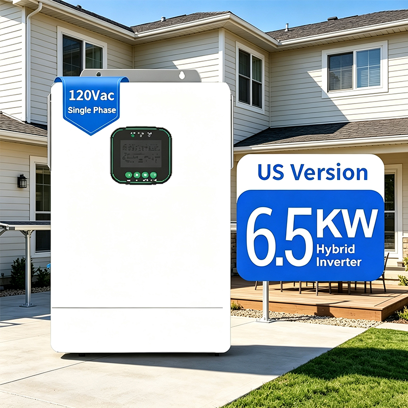 6500W US Hybrid Solar Inverter 120V/240V Split Phase 51.2V Battery Dual MPPT