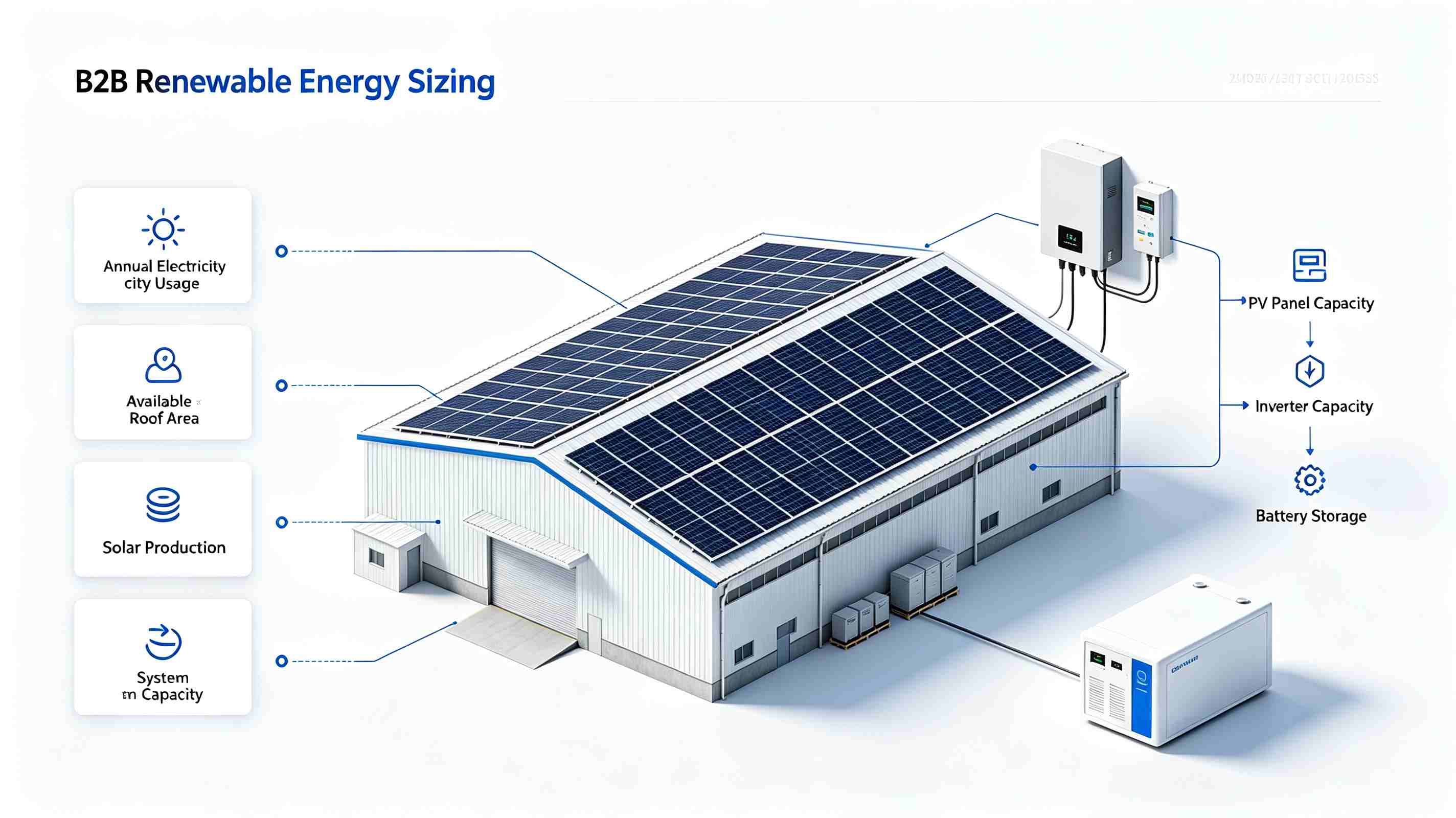 Commercial solar system sizing based on electricity consumption and roof space