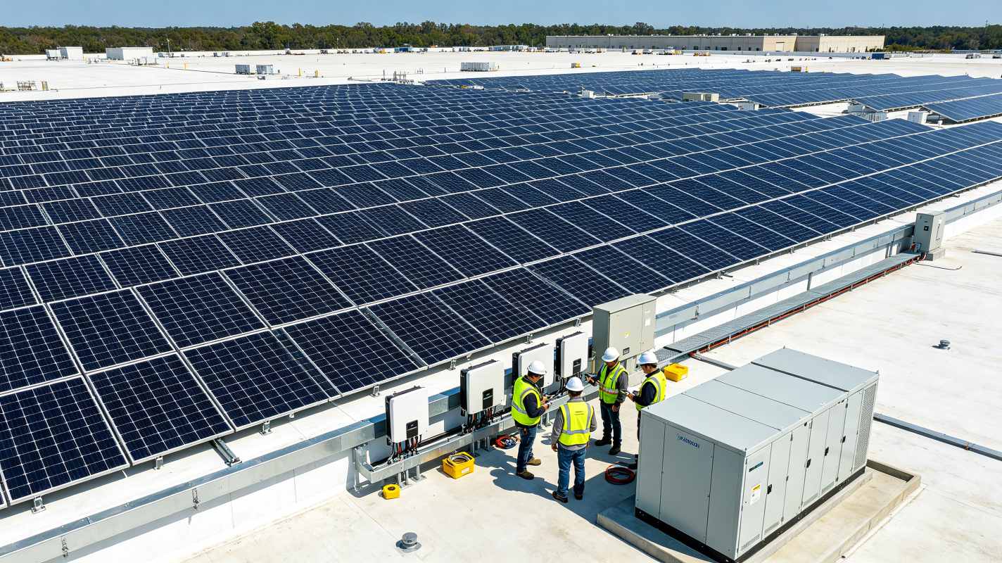 100kW commercial solar power system for a warehouse