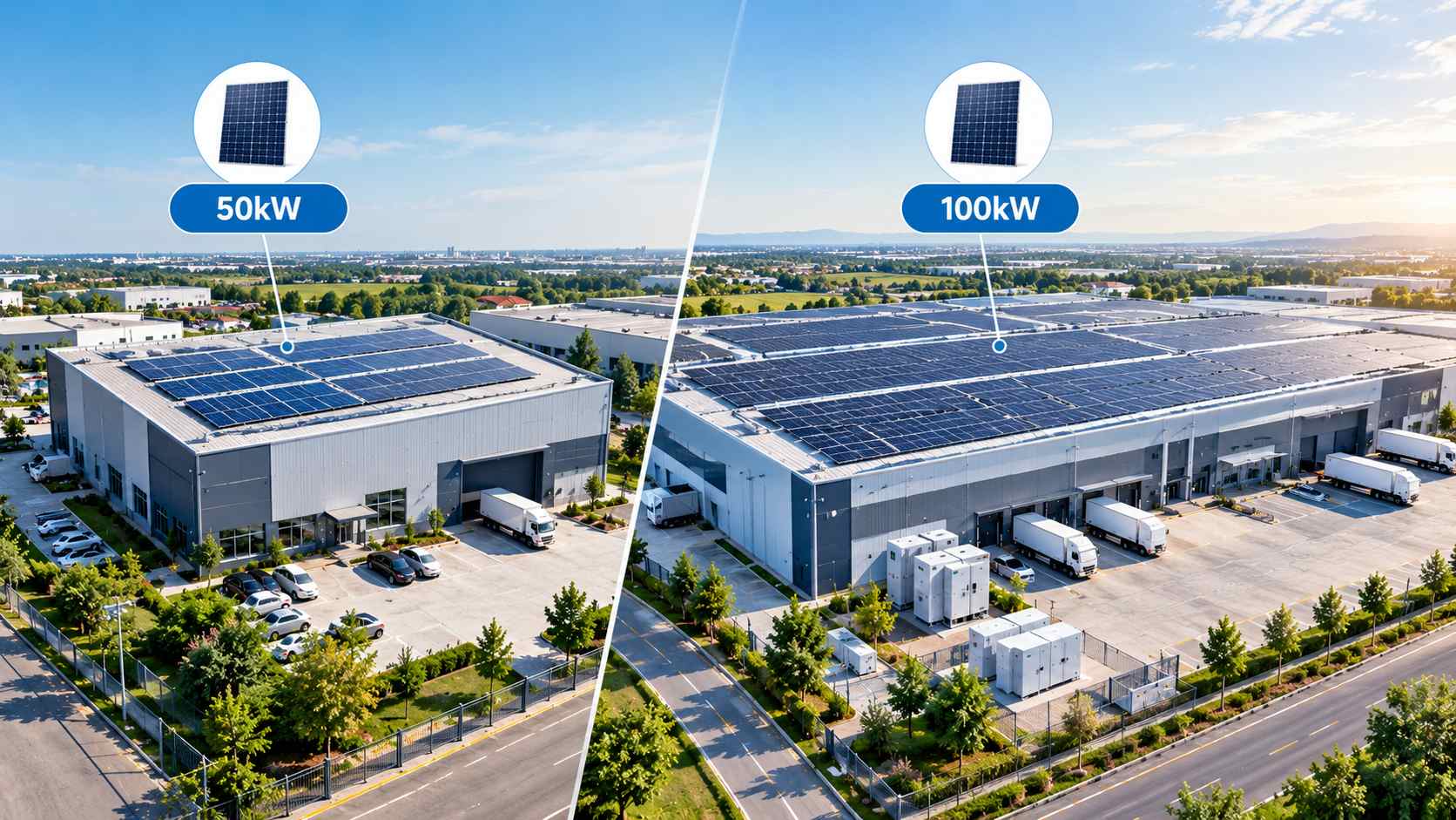 50kW vs 100kW commercial solar system comparison 50kW vs 100kW commercial solar system comparison