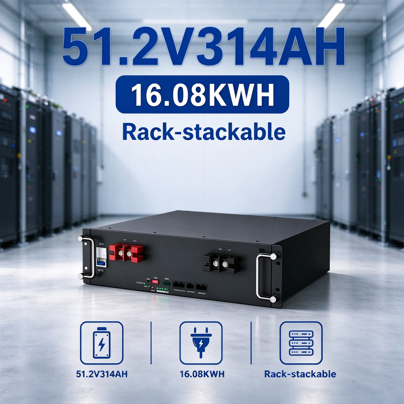 51.2V 314Ah Rack Mounted LiFePO4 Lithium Battery 51.2V 314Ah Rack Mounted LiFePO4 Lithium Battery