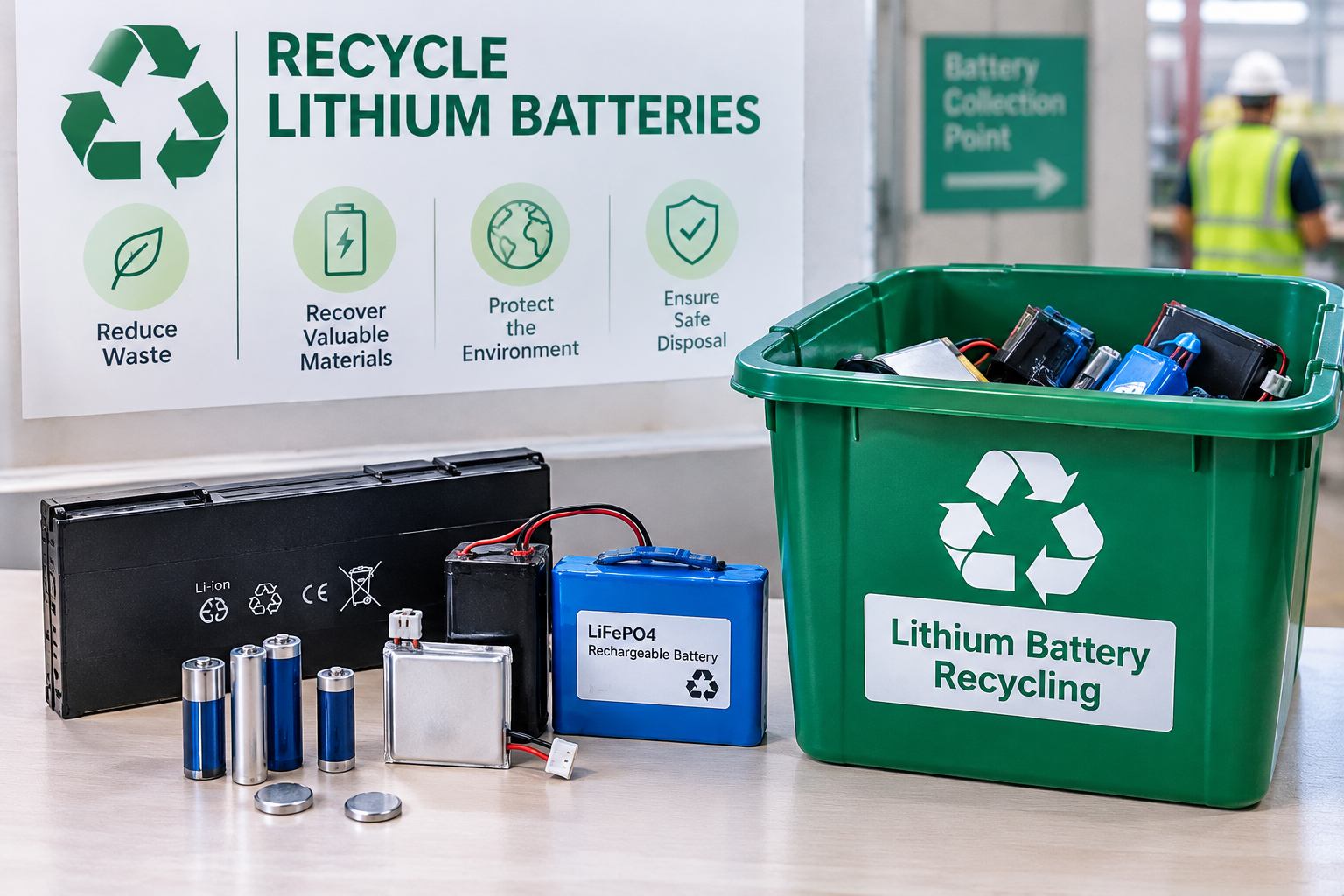 Compliant Recycled Lithium Batteries and Recycling Containers