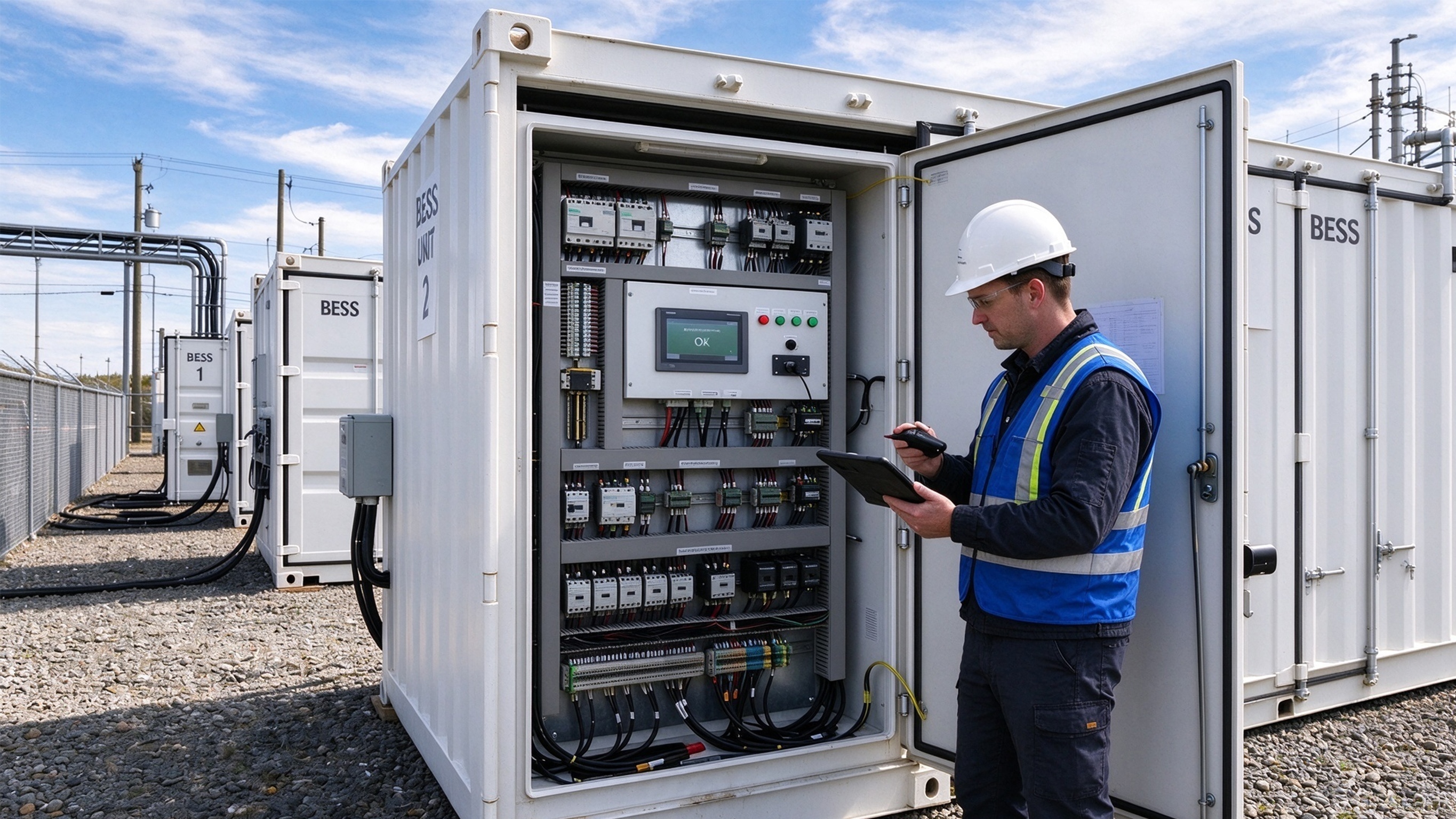 Professional inspection of a commercial lithium battery storage system Professional inspection of a commercial lithium battery storage system