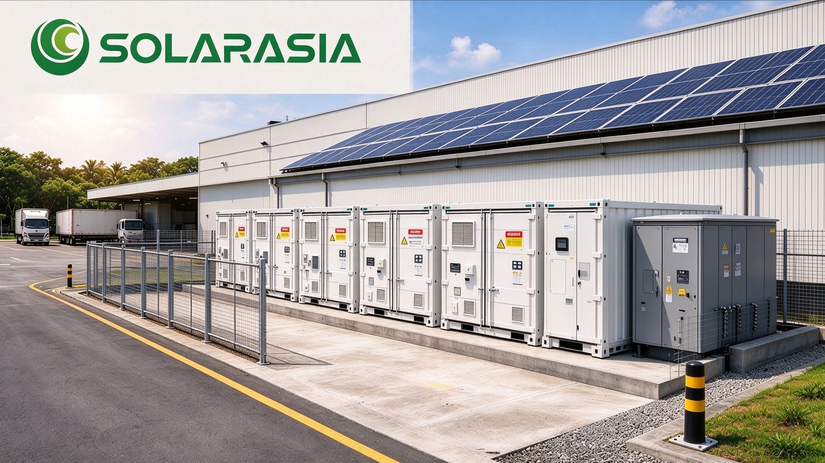 Commercial BESS cabinets integrated with a solar PV system Commercial BESS cabinets integrated with a solar PV system